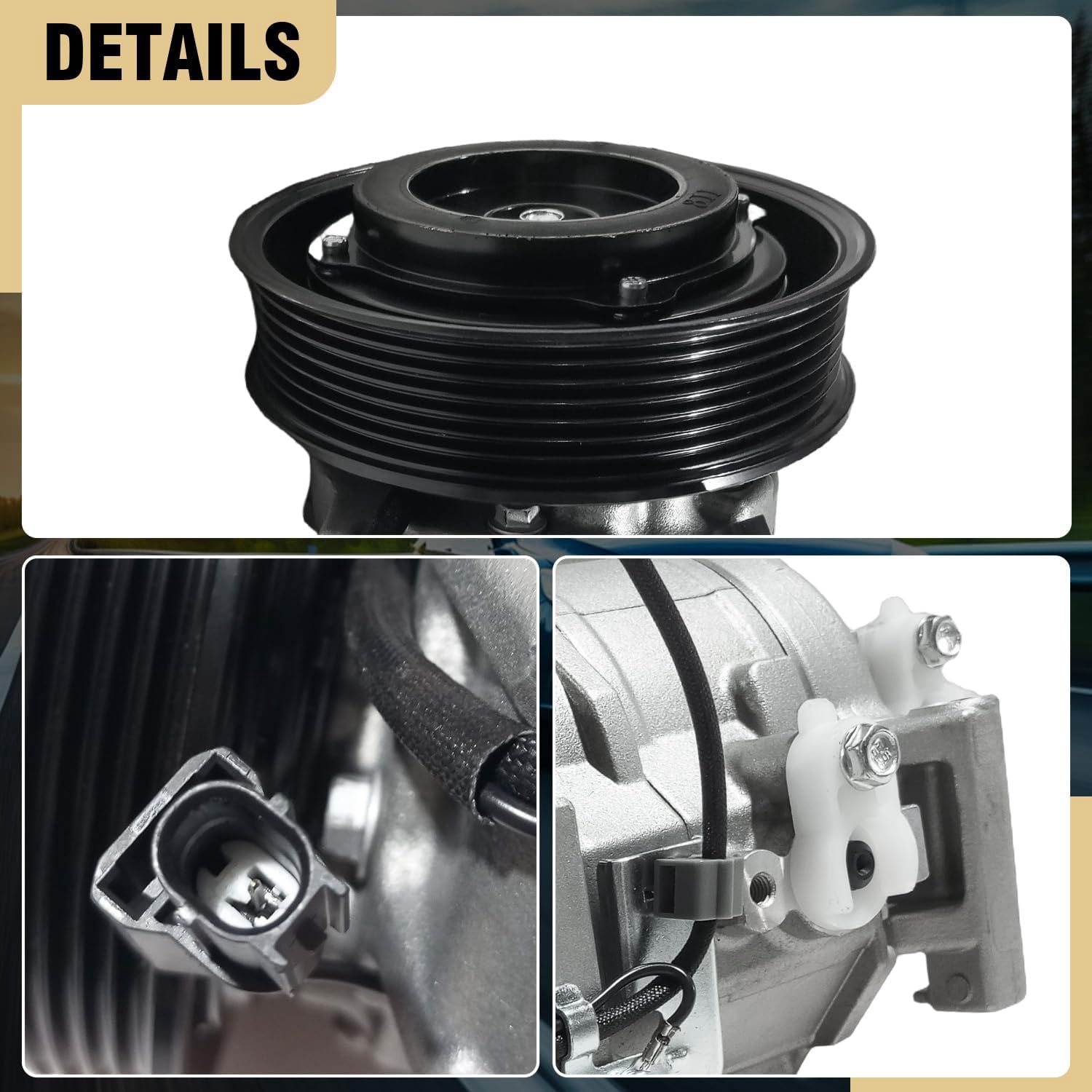 Air Conditioner AC Compressor Fits for Honda Crosstour 2.4L 2012-2015, for Honda Accord 2.4L 2008-2012, with A/C Clutch, CO11224C AC Compressor, Replaces 38810R40A01, 38900R40A01, 38924R40A01