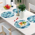 thumbnail image 2 of 15 Inch Round Grid Plate Mats Heat Non-Slip Resistant PVC Placemats for Kitchen Dining Table Decor Blue Marine Life Patterns 1PCS, 2 of 5