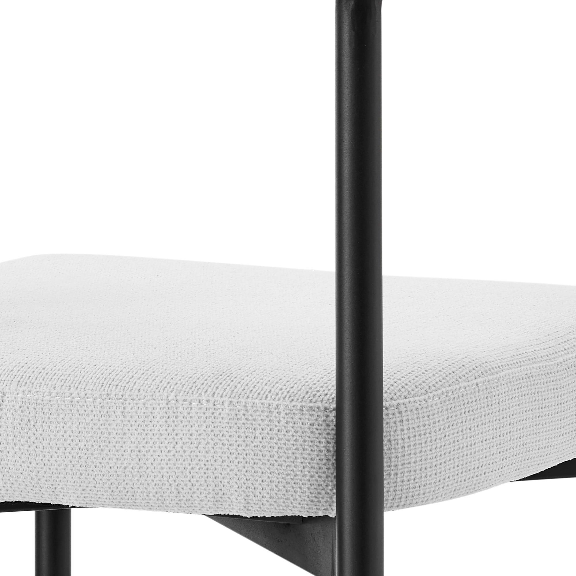 Veronica Shannon 5 Piece Round Glass Dining Table Set with Matte Black Iron and Cream Fabric