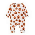 thumbnail image 3 of Weebloom Baby Girl Halloween Outfit Cartoon Cute Pumpkin Printing Pullover Romper Jumpsuit Clothes 3-6 Months, 3 of 8