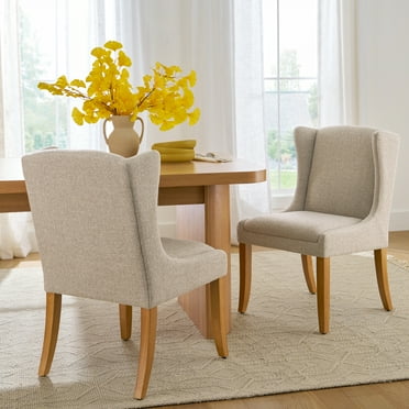Better Homes & Gardens Windsor Upholstered Wingback Dining Chair 2 Pack, Wheat