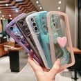 thumbnail image 4 of for Samsung Galaxy S21 3D Heart Clear Case Cute Galaxy S21 5G Phone Case for Women Girls Camera Lens Protection Soft Matte Bumper Protection Transparent Cover for Samsung S21 6.2 inch (Pink), 4 of 6