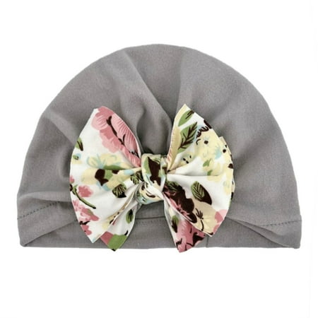 

AIMAOMI Toddler Infant Baby Boys Girls Floral Print Knitted Cap Beanie Bowknot Elastics Turban Hat H