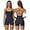 Dark Blue, variant on PISONIC Two Piece Workout Sets for Women Criss Cross Tank Top Matching V Cut Shorts Gym Yoga Active Wear Outfits with Pocket