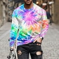 thumbnail image 2 of JUUYY Tie Dye T-Shirts for Men Trendy Long Sleeve Round Neck Graphic Tees Tops Relaxed Fit Casual Workout Shirts Multicolor XL, 2 of 5