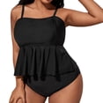 thumbnail image 1 of Gibobby Conjunto de Traje de Baño para Mujer 2023 traje de baño dividido grande para mujer, chaleco con tirantes y volantes negros, conjunto de dos pieza(Negro,XL), 1 of 5