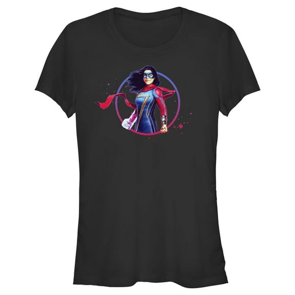 Junior's Marvel: Ms. Marvel Character Shot  Graphic Tee Black Large
