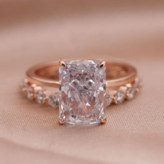 ShineofDiamond 2-piece Radiant Cut Ring Set in Sterling Silver with Eternity Wedding Band