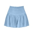 thumbnail image 6 of Linen Skorts for Women Smocked Elastic High Waisted Ruffle Skorts Wide Leg Boho Skirts, L, 6 of 8