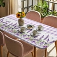 thumbnail image 3 of Purple Lavenders Table Cloths for 4 Foot Rectangle Tables, Spring Floral Plaid Farmhouse Elegant Patio Waterproof Elastic Fitted Tablecloths, Washable Rectangular Table Cover for Camping, 3 of 8
