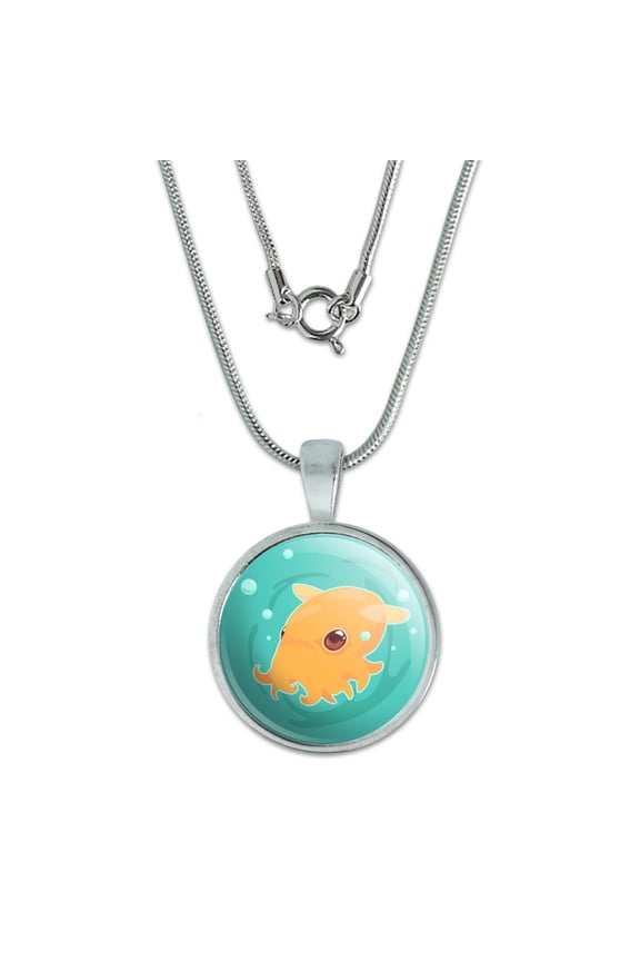 Cute Dumbo Octopus 0.75" Pendant with Sterling Silver Plated Chain