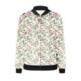 thumbnail image 4 of Ftwytp Jackets for Women Casual Long Sleeve Lightweight Bomber Jacket Classic Vintage Coat Full Zip Up Ribbed Collar Outwear Boho Floral Print Jackets, 4 of 5