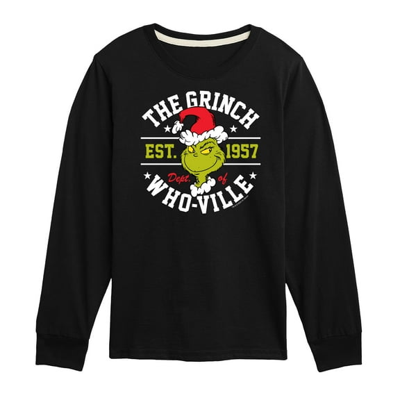 Dr. Seuss The Grinch - Christmas - The Grinch Dept. Of Who-Ville - Toddler & Youth Long Sleeve Graphic T-Shirt
