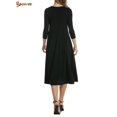 thumbnail image 4 of Spencer Plus Size Women's Casual Basic Comfy 3/4 Sleeve Round Neck Loose Fit A-line and Flare Midi Long Maxi Dress Tunic Swing Skater Dress, 4 of 5