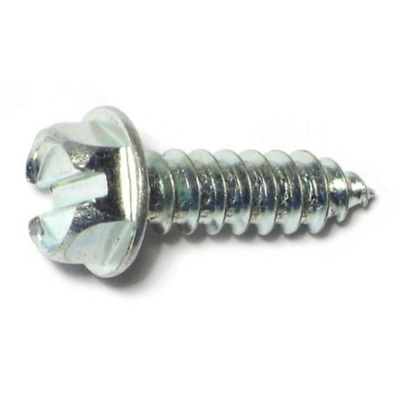 #12 x 3/4" Zinc Plated Steel Slotted Hex Washer Head Sheet Metal Screws SMSHWS-092