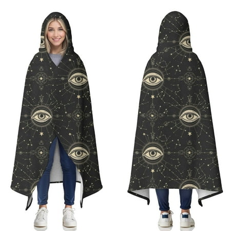 Wearable Blanket Black Gold Eye Star Constellation Pattern Hooded Wearable Sherpa Blanket for Adults & Teens Winter Poncho Shawl Wrap Cape Thick Warm 60 x80 Wearable Blanket Black Gold Eye Star Constellation Pattern Hooded Wearable Sherpa Blanket for Adults & Teens Winter Poncho Shawl Wrap Cape Thick Warm 60 x80