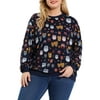 Agnes Orinda Women's Plus Size Winter Pullover Cute Owl Pattern Sweatershirt