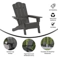 thumbnail image 4 of Flash Furniture Newport Adirondack Chair with Cup Holder, Weather Resistant HDPE Adirondack Chair in Gray, Set of 2, 4 of 13