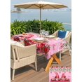 thumbnail image 4 of Outdoor Tablecloth with Umbrella Hole and Zipper, Red Gnomes Rectangle Table Cloth 60x120 Inch Waterproof Tablecloth, Valentine's Day Love Roses Leaves Ombre Pink Picnic Table Cover for Patio Camping, 4 of 7