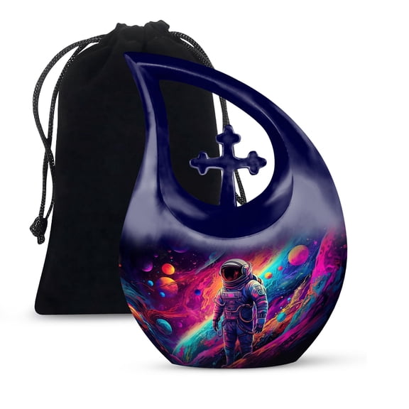 JAGSHASHI Astronaut Urns For Ashes Adult Female Mom - Funeral Ashes Urn - Urns Adult Male - Urn Adult Male - 10 Inch With Velvet Bag - Urns For Human Ashes Adult Female - Burial Urns For Ashes