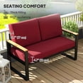 thumbnail image 3 of Ensemble de Coussins d'Extérieur pour Causeuse Rouge Vin, 3 Pcs, Coussins d'Assise en Mousse de 48 Pouces d'Épaisseur et 2 Coussins de Dossier, Polyester Résistant à la Décoloration pour Patio, Jardin, Véranda et Meubles d'Intérieur, Housses Amovibles, 3 of 7
