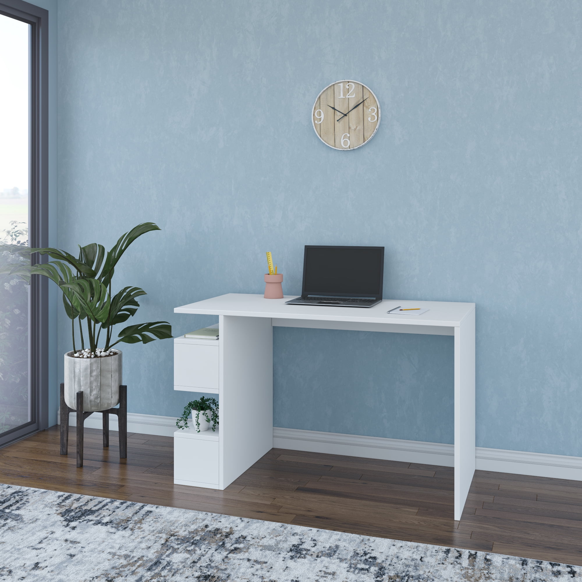 Ada Home Decor Furniture Multiple Tier White Saginaw Modern Desk
