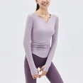 thumbnail image 7 of Prolriy Athletic Gym Workout Tops for Women, Women's Spring New Yoga Top V Neck Nude Fitness Top with Chest Pads Shirts for Women, Womens Tops Purple M, 7 of 7