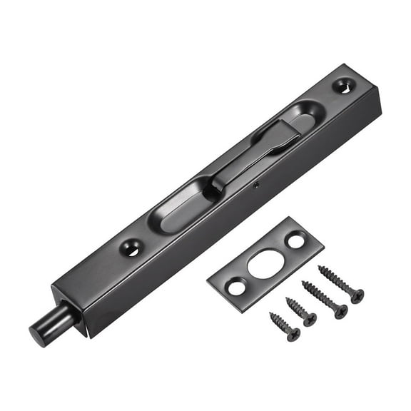 Uxcell Flush Bolt 6inch Stainless Steel Security Door Guard Lever Action Latch Slide Lock Black