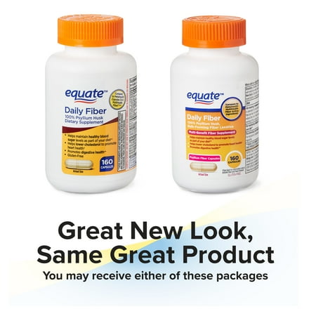 Equate Daily Fiber Capsules, 160 Count