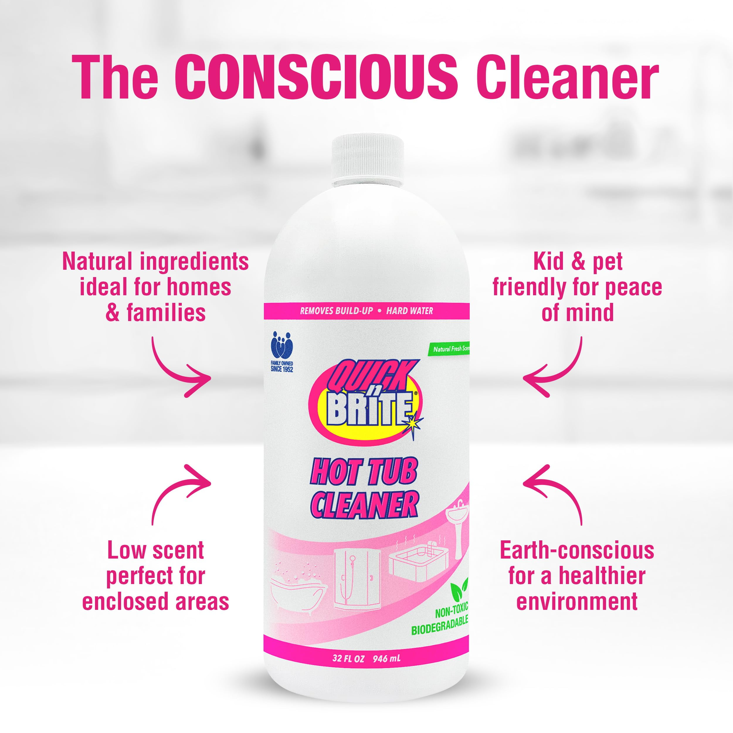 Quick N Brite Heavy Duty Hot Tub Cleaner - Non-abrasive Cleaning Gel, 32 oz. (Packaging May Vary)
