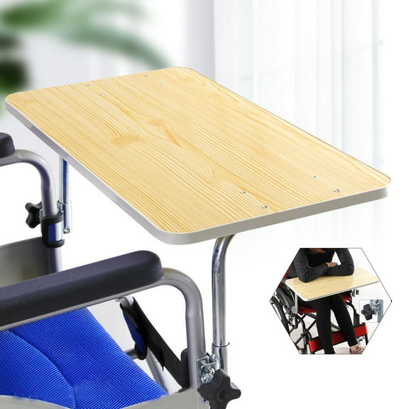Modern Detachable Wooden Wheelchair Table Rectangle Wheelchair Mounting 22.44*11.81in for Most Wheelchairs with 18.11in Armrest Width