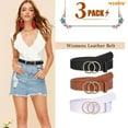 thumbnail image 3 of WHIPPY Women Leather Belt with Double Ring Buckle, Ladies Waist Belt for Jeans Dresses 3 Pack, 3 of 10