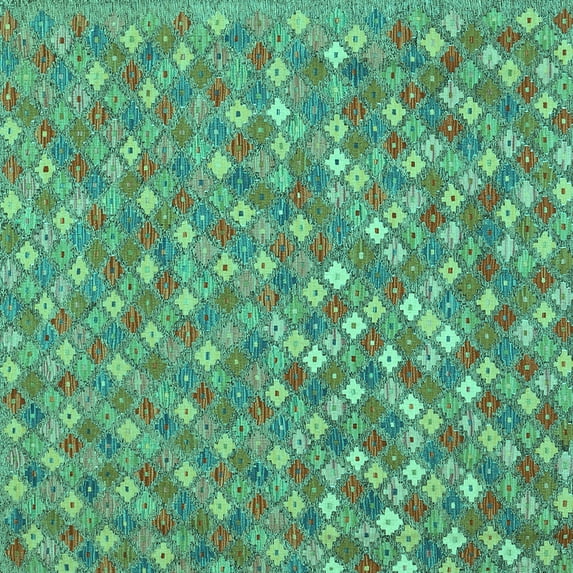 Ahgly Company Machine Washable Indoor Square Southwestern Turquoise Blue Country Area Rugs, 6' Square