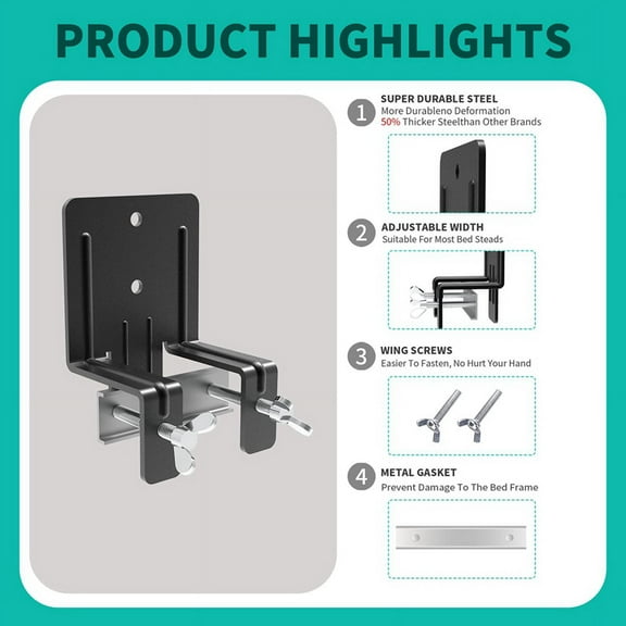 2 PCS Non Slip Mattress Gripper for Metal Frame, Adjustable Non Slip Mattress Gaskets, Mattress Retainer Bar, Mattress