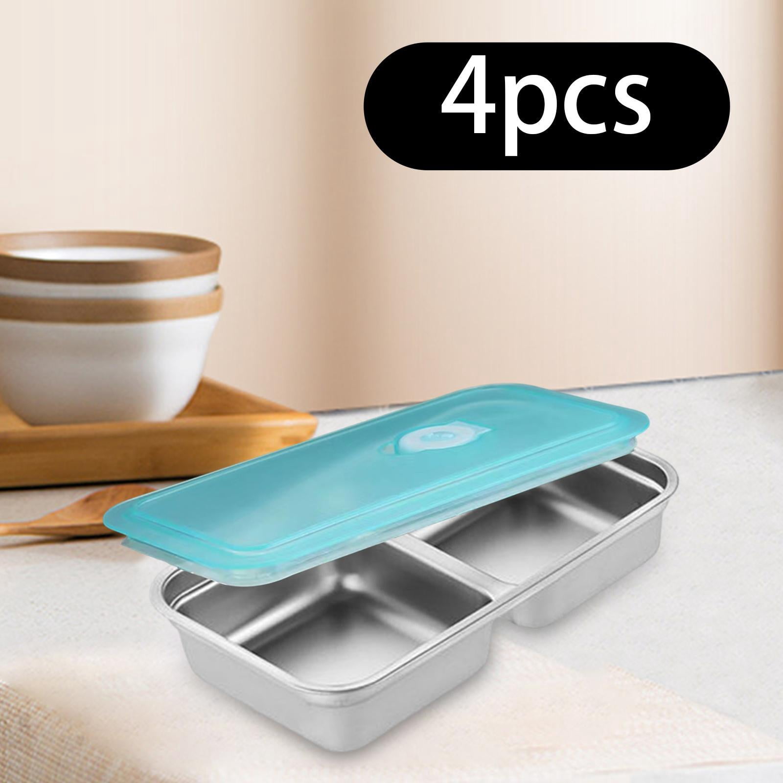 Fiocias 4 Pieces Stainless Steel Snack Container Bento Box Food Containers Sealing Lunch