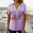 thumbnail image 1 of Mode Femme Décontractée Imprimé Col Rond T-shirt Manches Courtes Ample Blouse Pull Imprimé Floral Hauts Femmes Manches Courtes Hauts Femmes, 1 of 5