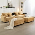 thumbnail image 2 of JUSTLET 111.8" Sectional Sofa with 2 Ottomans, U-Shaped Modern Modular Couch, Oversized Corduroy 4 Seat Sofa with Storage Box, USB & TYPE C Port and Two Cup Holders for Living Room, Yellow, 2 of 9