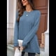 thumbnail image 4 of Camiseta Holgada de Larga con Cuello Redondo y Estampado Geométrico de Jacquard para Mujer, Ropa de Invierno 2025 Azul Profundo XL, 4 of 10