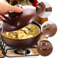 thumbnail image 3 of LIFKOME Clay Cooking Pots Ceramic Stockpot Casserole Pot Cooking Pot Stew Pot Hot Pot Soup Pot Earthen Pot French Onion Soup Crock with Lid Clay Handle Clay Pot Rice, 3 of 8