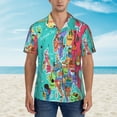 Zufioo Cartoon Map Of Europe Hawaiian Shirt for Men,Beach Shirts