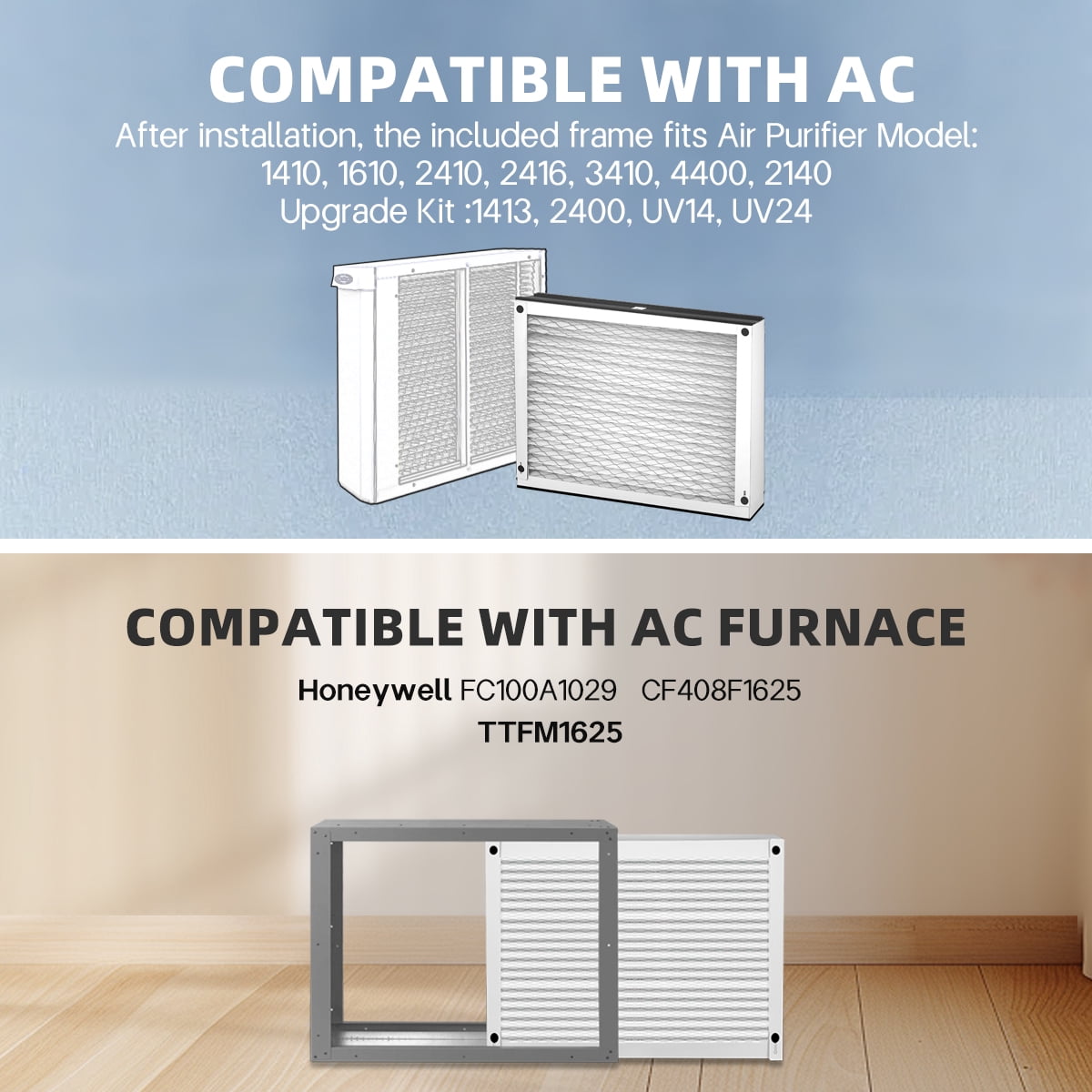 16x25x4 Air Filter MERV 11 Compatible with 410 Replacement Model 1410, 1610, 2140, 2400, 2410, FC100A1029C, F408F1625, HVAC AC Furnace 2-Pack
