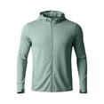 thumbnail image 4 of Mens UPF 50+ Sun Protection Jacket Hooded Long Sleeve Zipper Lightweight Quick Dry Athletic Top with Pockets and Thumb Hole Green 3XL, 4 of 7