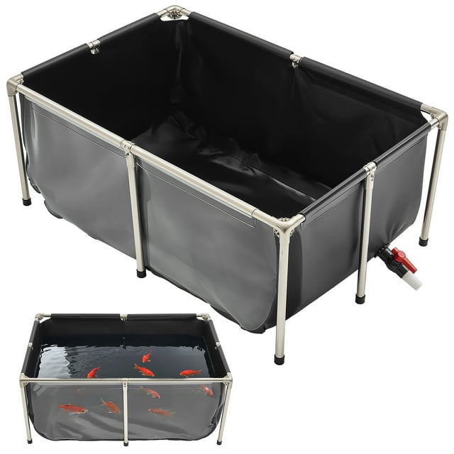VEVOR Bassin à Poissons en Toile hors Sol Réservoir de Koi 126,8 Gal avec Panneau de Visualisation Transparent