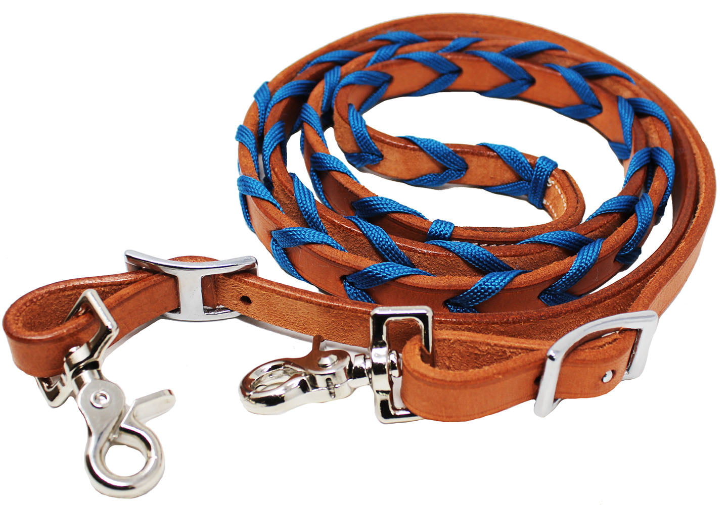 Equine Horse Western Leather Barrel Reins Tack Rodeo Nylon Laced ...