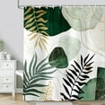 thumbnail image 2 of Boho Mid Century Shower Curtain,Abstract Minimalist Geometric Gold Green Leaves Aesthetic Modern Bathroom Curtain,Fabric Polyester Shower Curtain Decor Set with Hooks 36X72in, 2 of 6