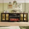 thumbnail image 3 of Sunmthink Farmhouse TV Stand with 36" Fireplace for TVs up to 100", Media Entertainment Center with Adjustable Shelves and Large Storage Cabinets, for Living Room, Black, 3 of 7