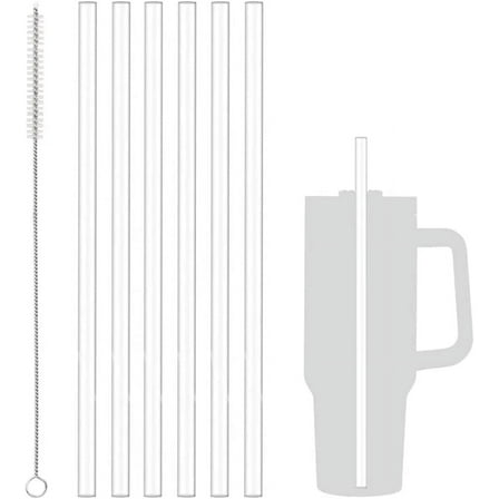Replacement Straws for Stanley 40 oz Quencher Tumbler, 6 Pack Reusable Straws Plastic Straws with Cleaning Brush Compatible with Stanley 40oz Stanley Cup Stanley Water Jug