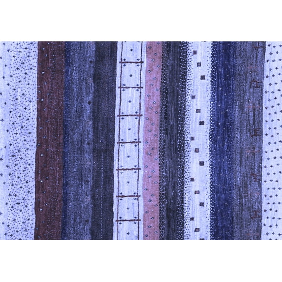 Ahgly Company Indoor Rectangle Abstract Blue Contemporary Area Rugs, 6' x 9'