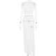 thumbnail image 3 of Faldas largas Conjunto de falda de encaje de 2 piezas para mujer Traje de vacaciones transparente con cuello redondo (Blanco L) Ygjytge Blanco T L para Mujer, 3 of 9