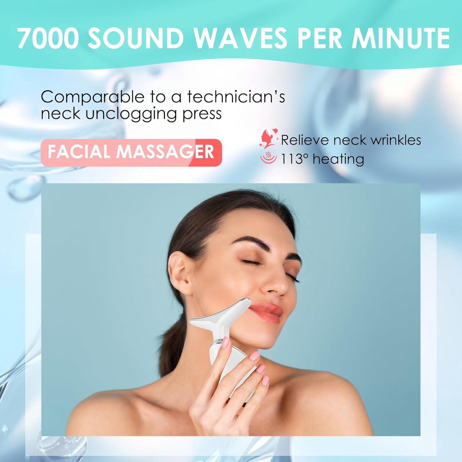 CJBZLCPCOO Facial Massager for Face and Neck, Face culpting Wand with 7 Color, Red-Light-Therapy-for-Face and Neck Tool for Skin Care (White)